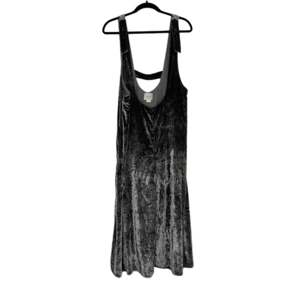 Maeve Anthropologie gray velvet velour capri jumpsuit women's size Medium